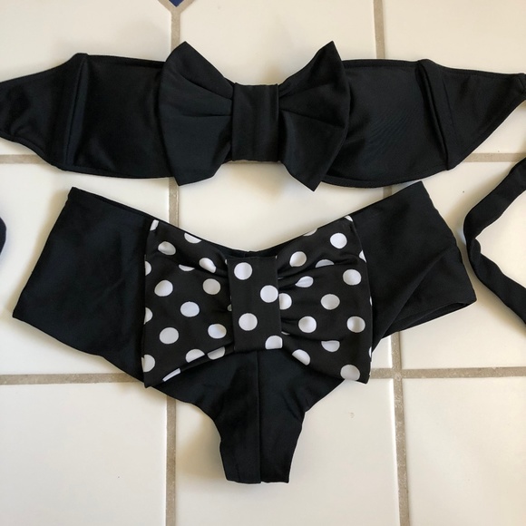 black bow bathing suit